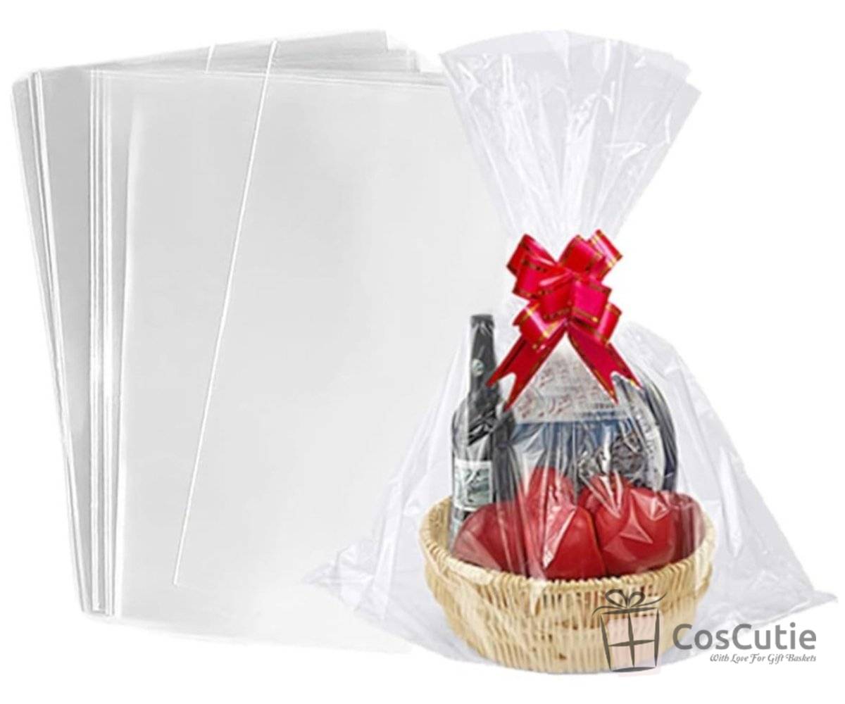 Pungi Celofan Medii pentru cosuri si cadouri, 30 microni, 53x64 cm