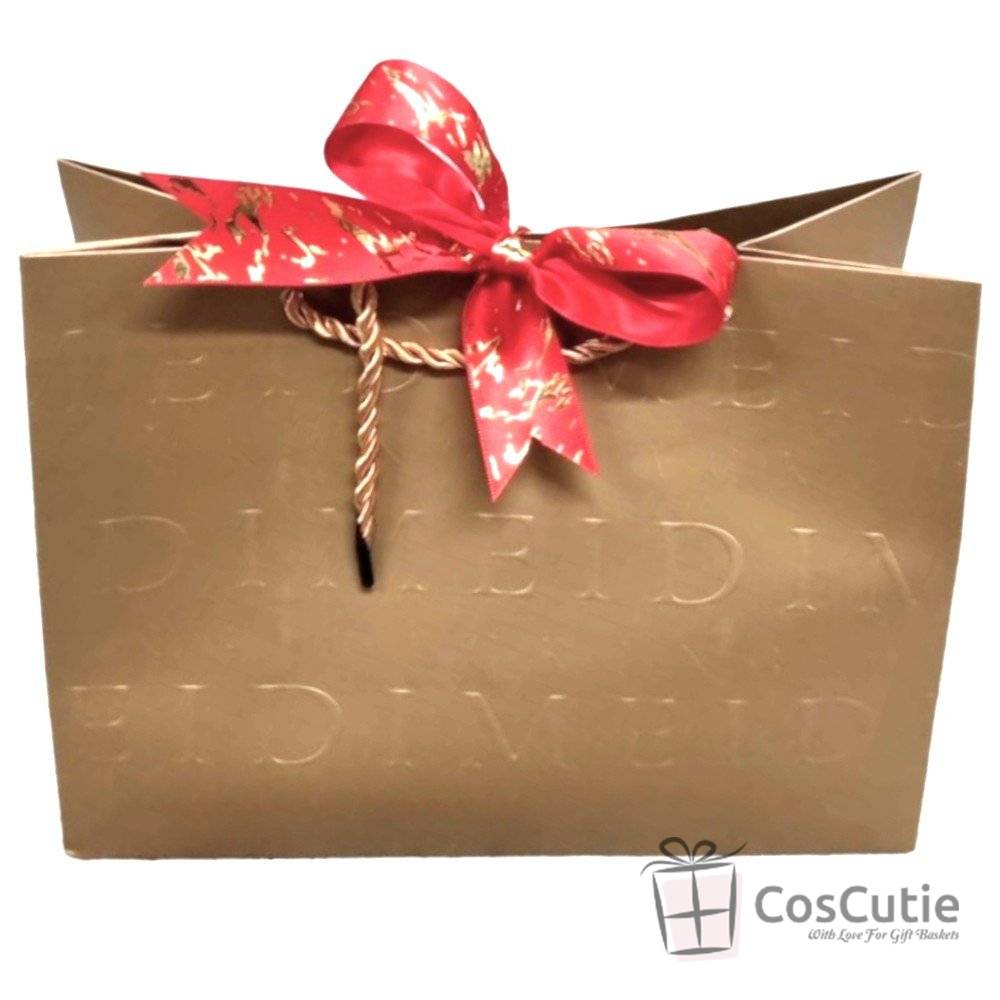 Punga cadou orizontala Monogram Luxury 23x18x12cm - Alb, Silver, Golden