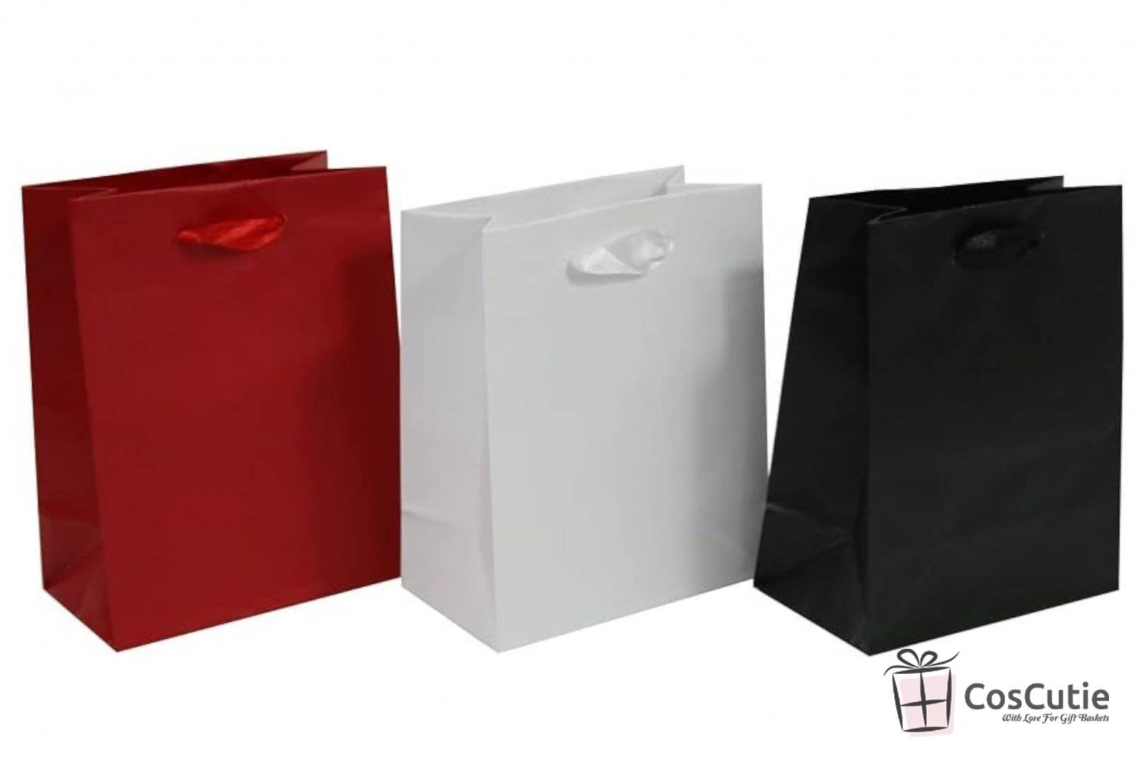 Punga Cadou Alba, Manere Satin, 15x9.5x18 cm