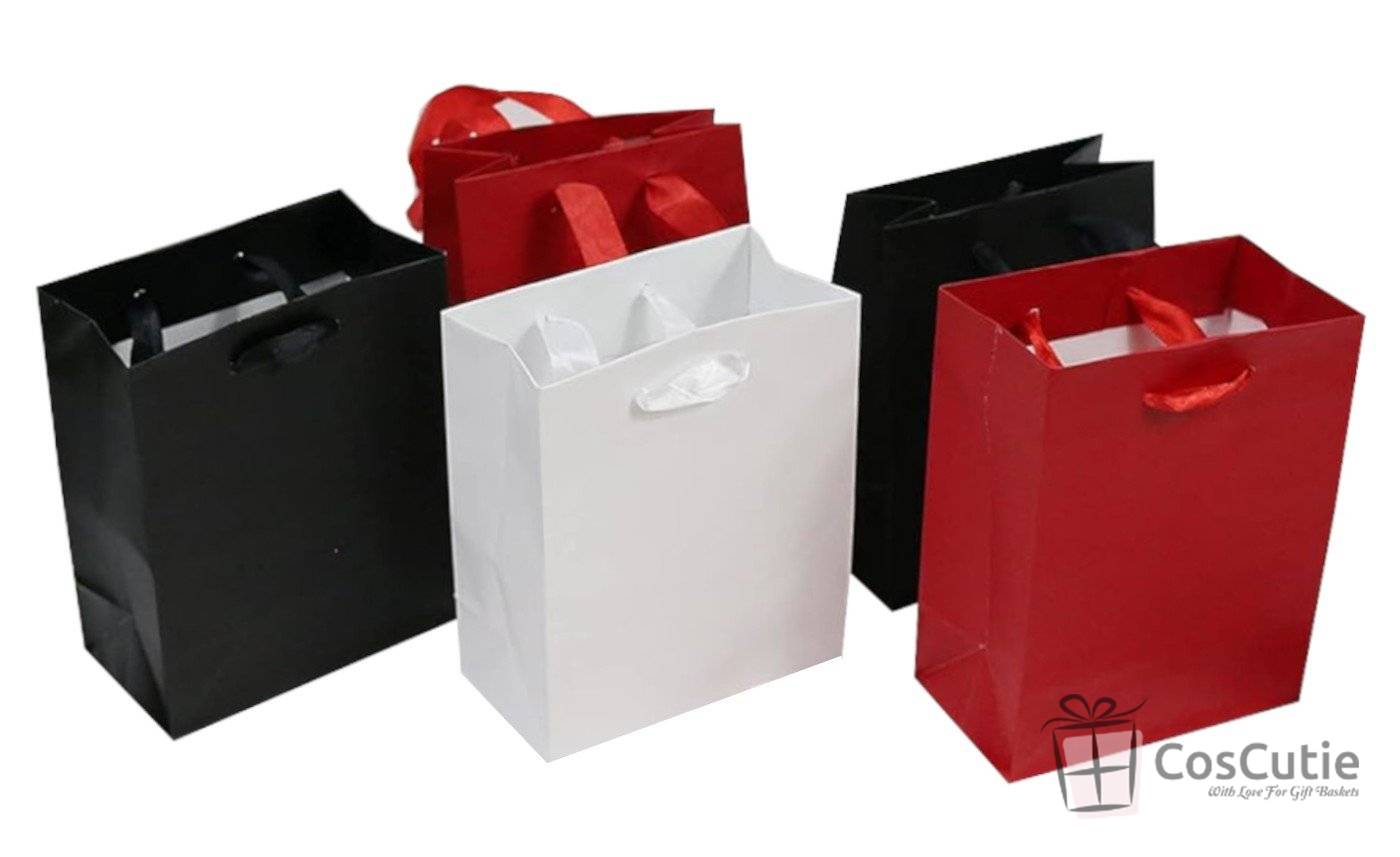 Punga Cadou Alba, Manere Satin, 15x9.5x18 cm