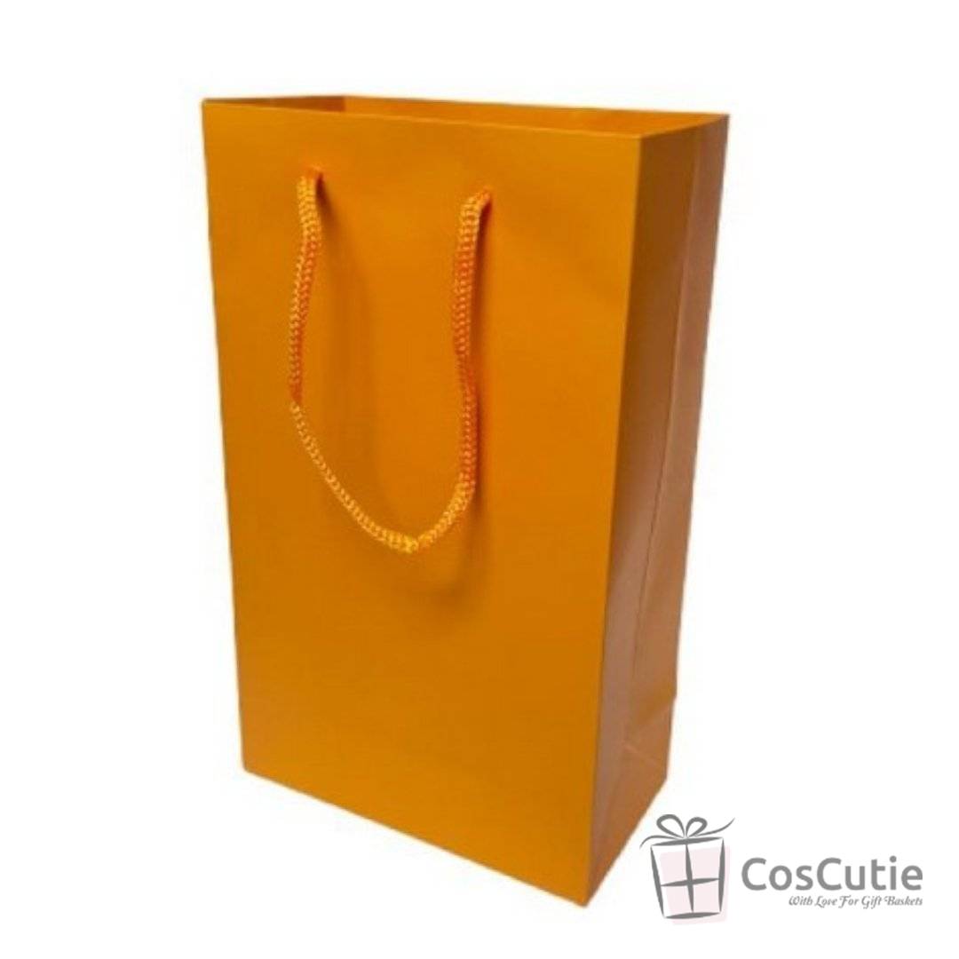 Punga Cadou Portocalie Uni, Manere Snur, 16x8.6x27 cm