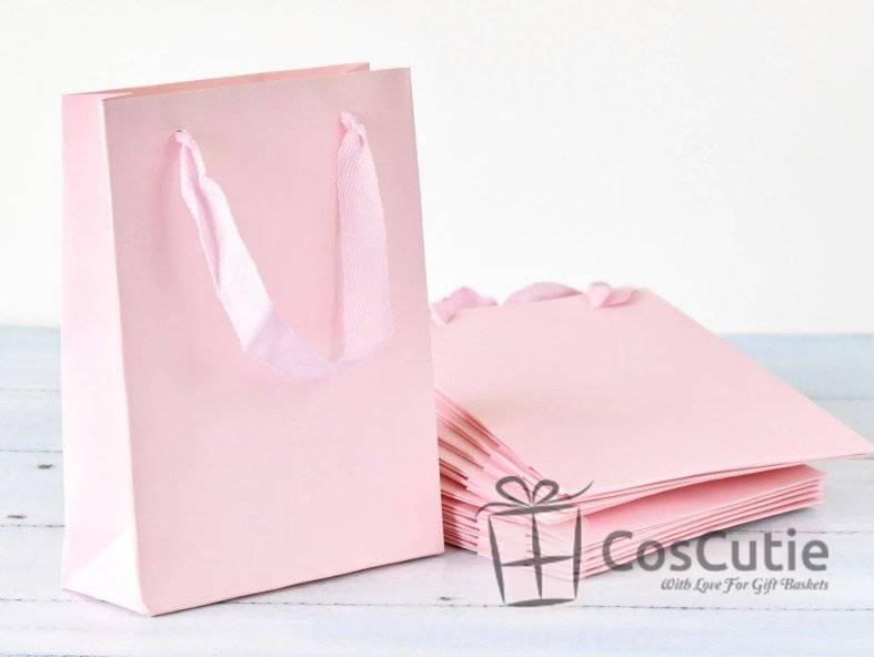 Punga Cadou Roz, Manere Satin, 15x9.5x18 cm