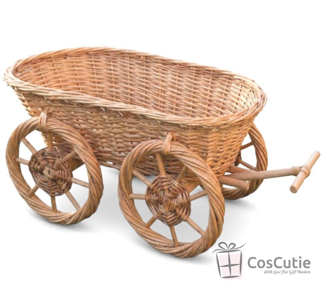 Caruta din rachita, cos suport flori, decoratiune rustica 60x25x27 cm