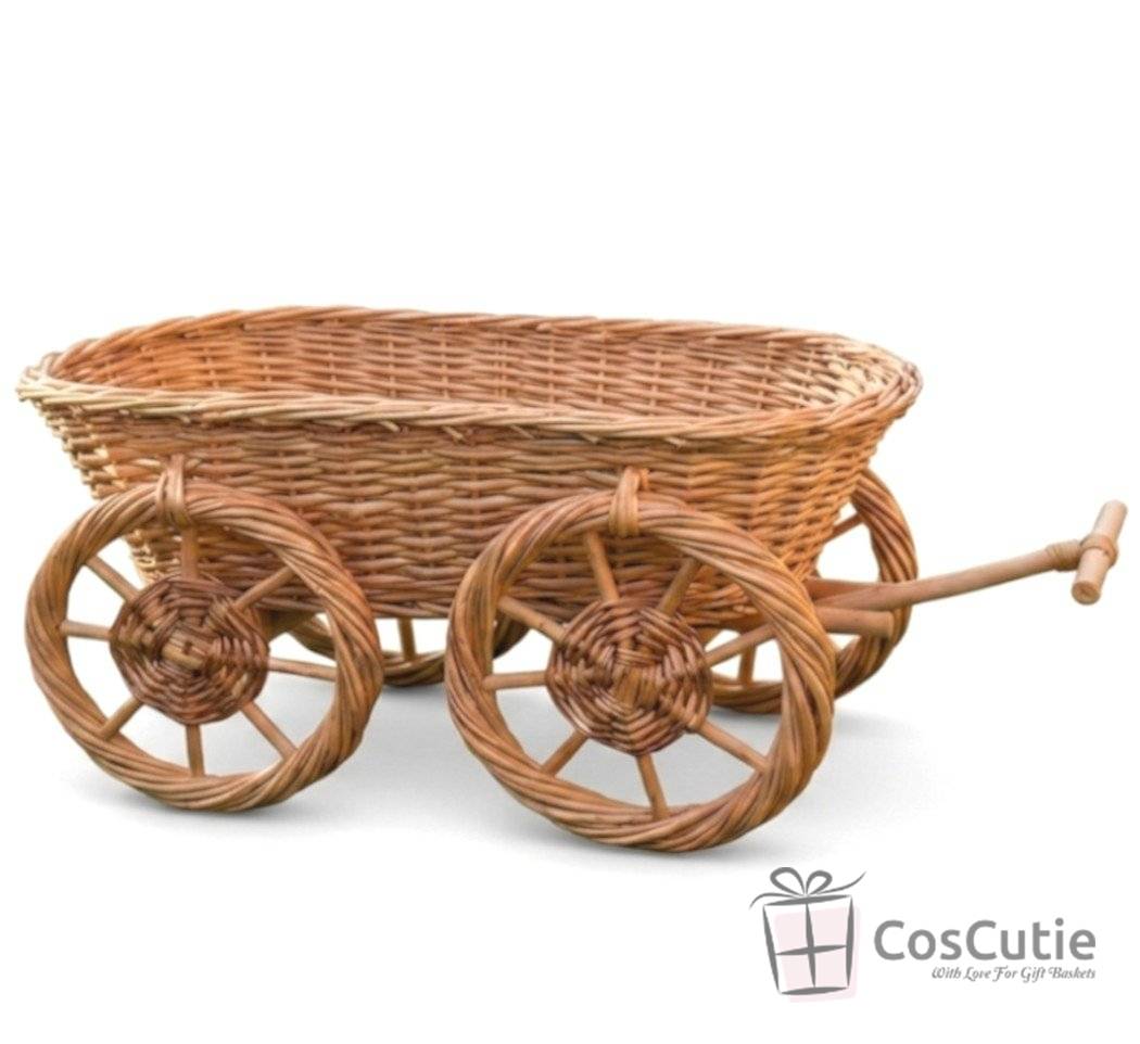 Caruta din rachita, cos suport flori, decoratiune rustica 60x25x27 cm