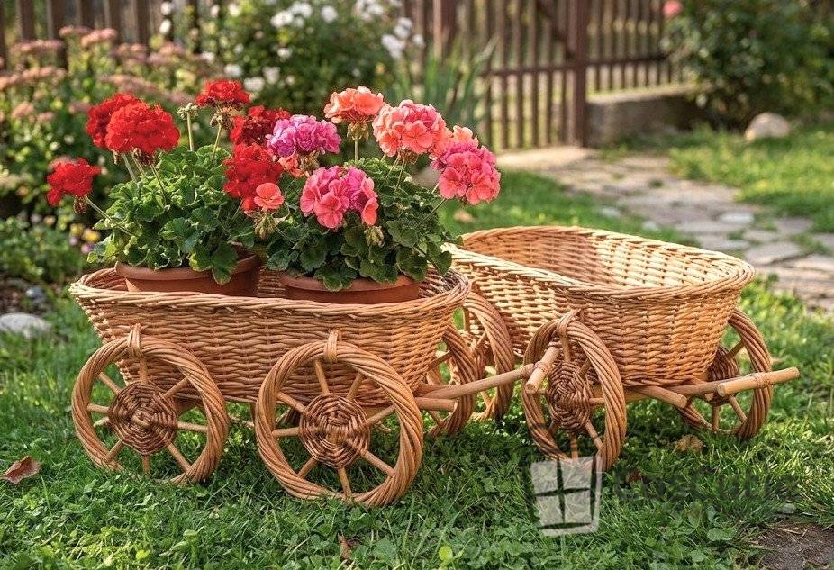 Caruta din rachita, cos suport flori, decoratiune rustica 60x25x27 cm