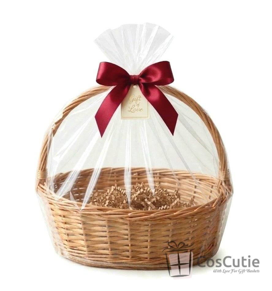 Cos oval din rachita cu baza din placaj 35 cm, L