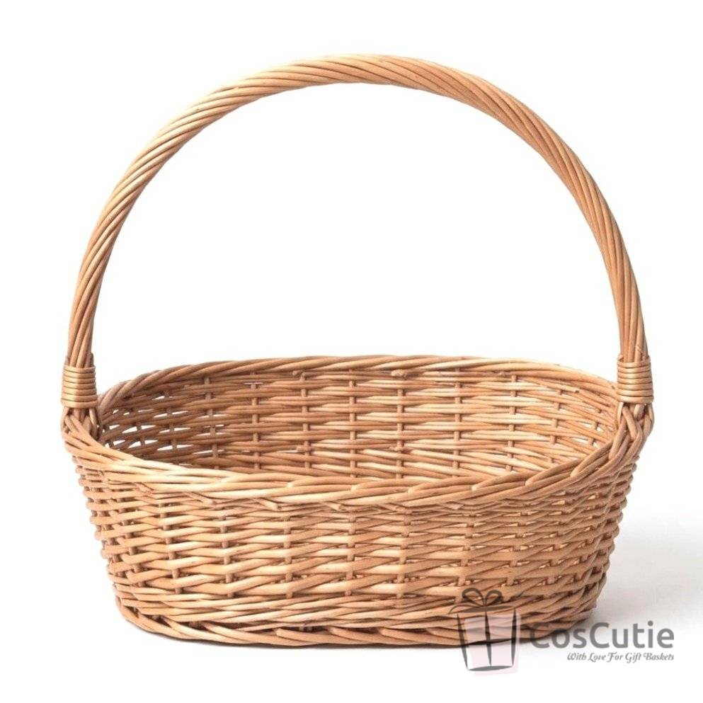Cos cadou din rachita cu maner 35 cm, Mediu