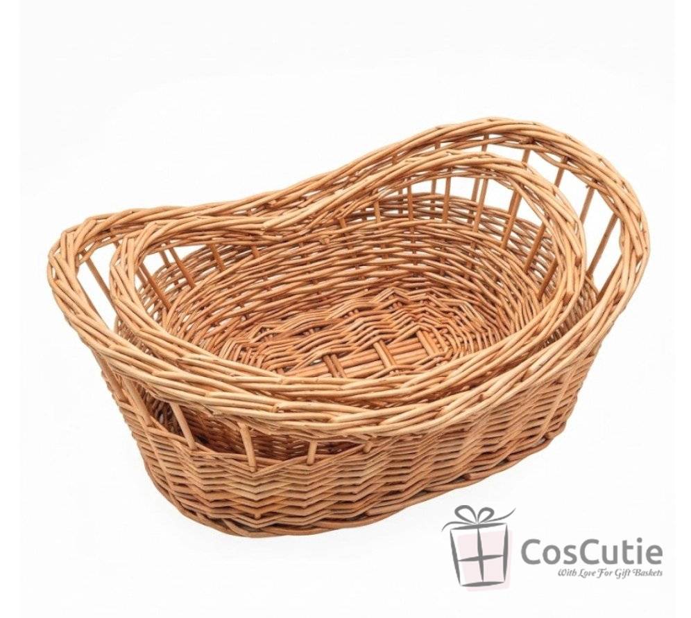Cos cadou din rachita model barcuta 35 cm