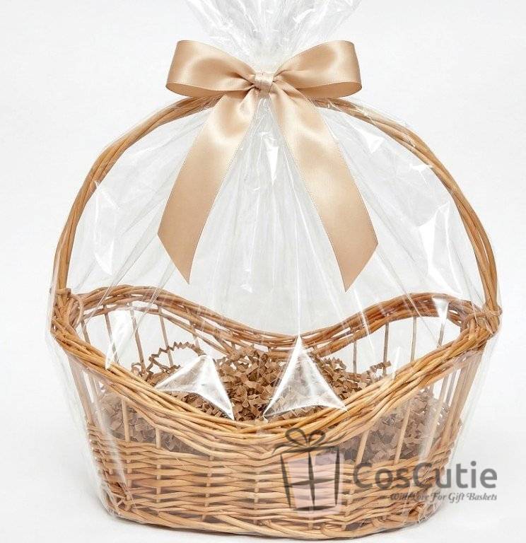 Cos cadou din rachita model barcuta 35 cm
