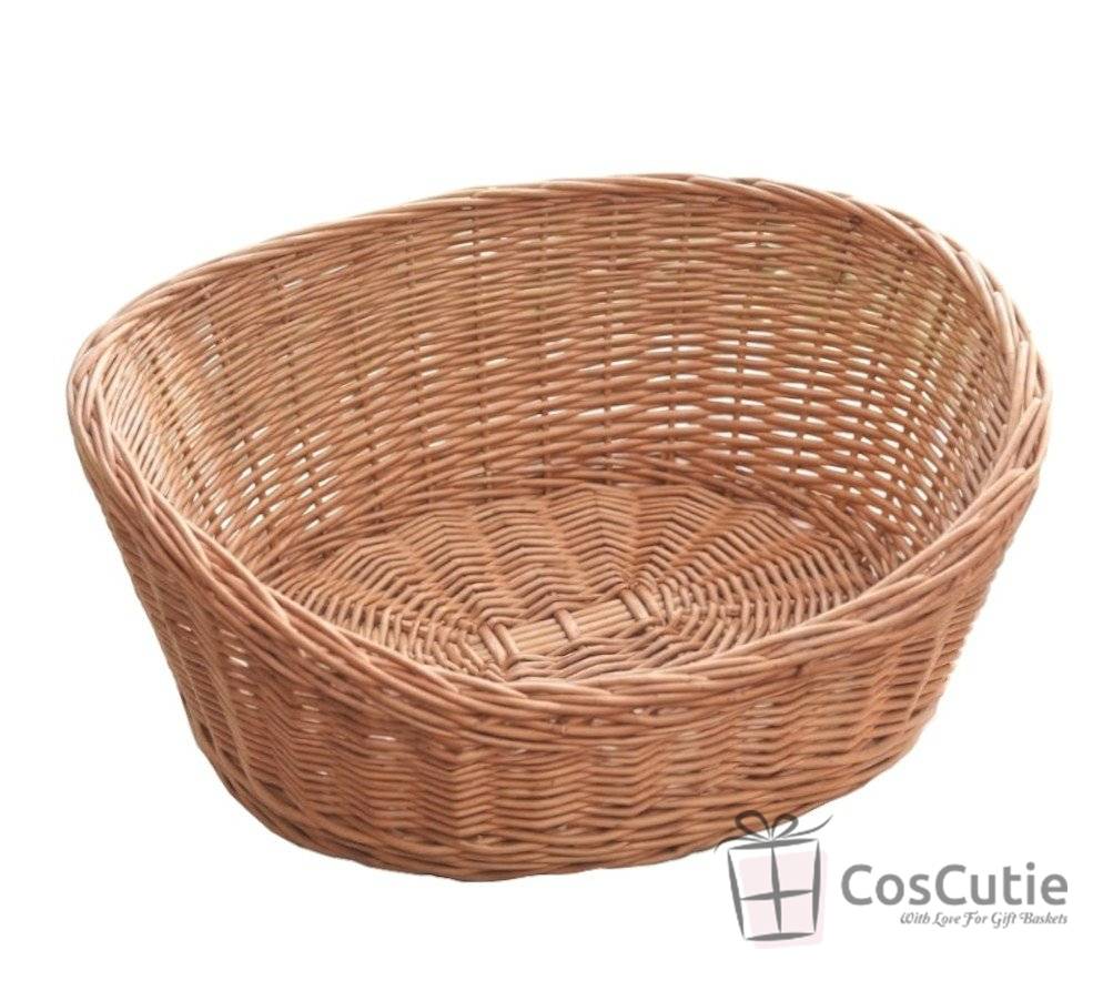 Cos din rachita naturala, model oval asimetric, 45 cm XL
