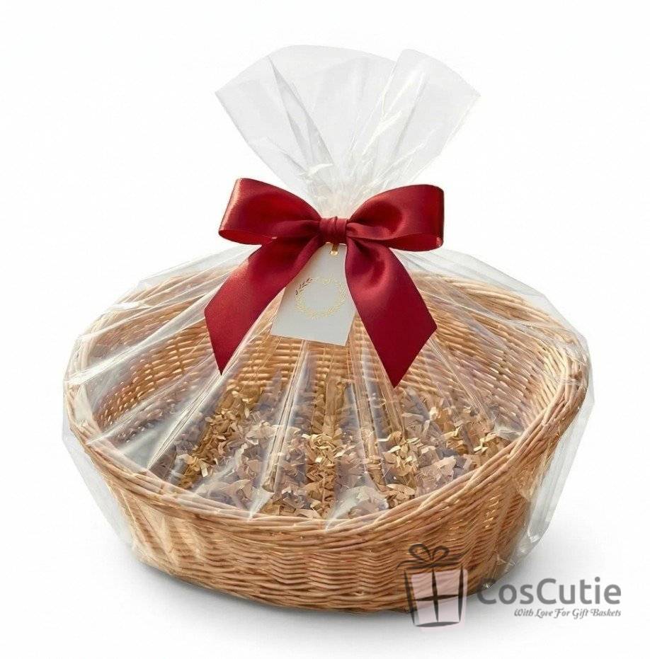Cos din rachita naturala, model oval asimetric, 45 cm XL