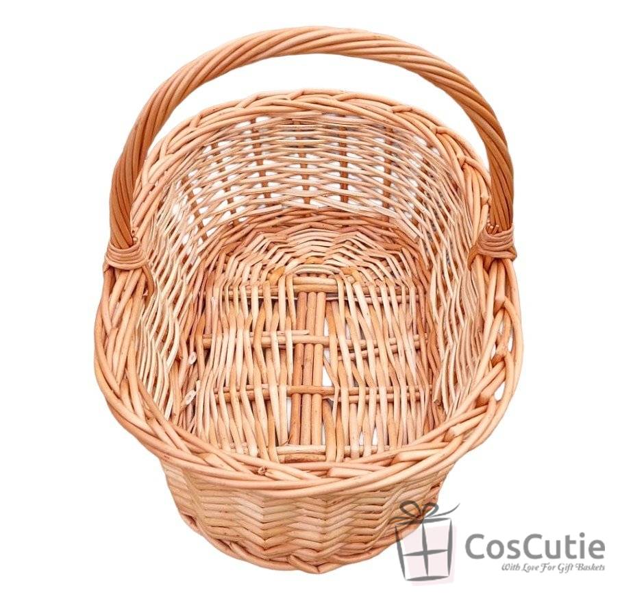 Cos oval traditional din rachita cu maner 35 cm, M