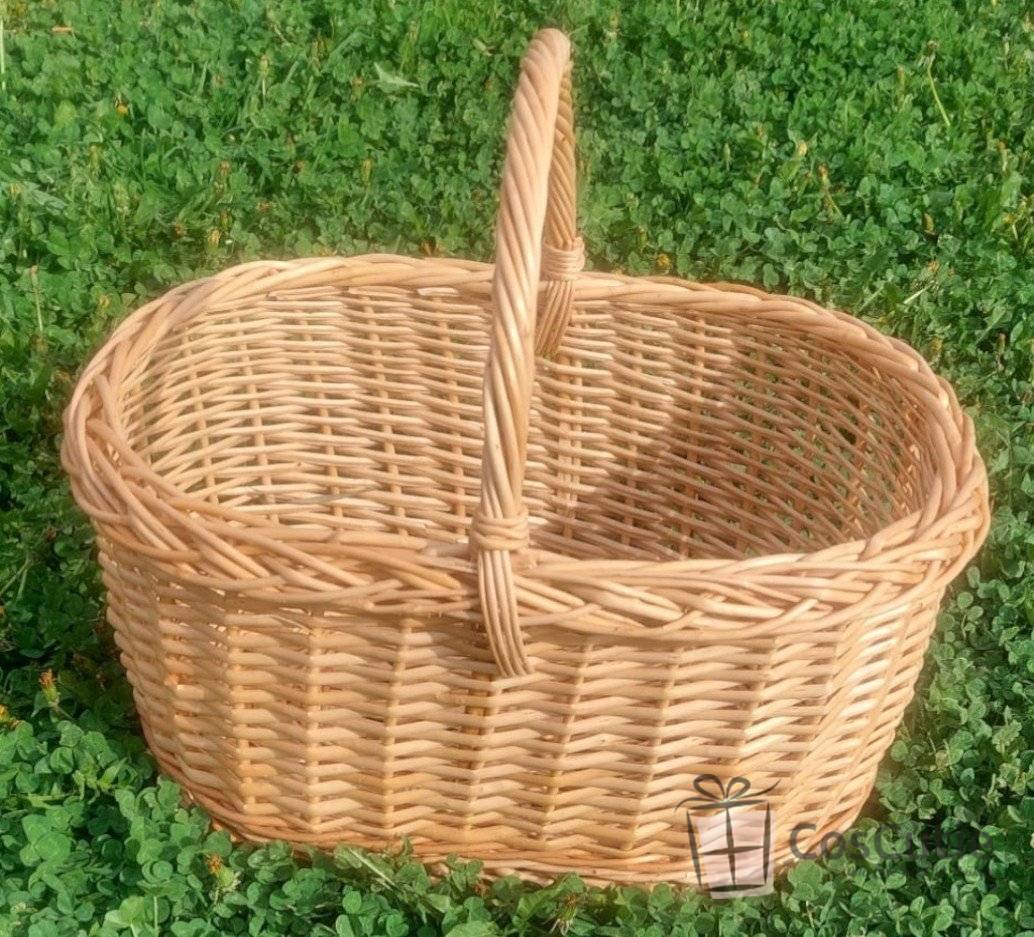 Cos Multifunctional din Rachita Naturala cu Toarta, Pentru Picnic, Cumparaturi sau Cadouri, XL 48x30x24/39cm