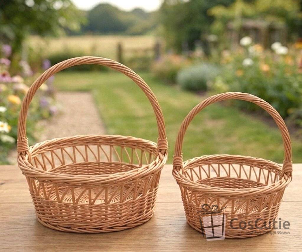 Cos cadou rotund dantelat 30 cm, Mediu