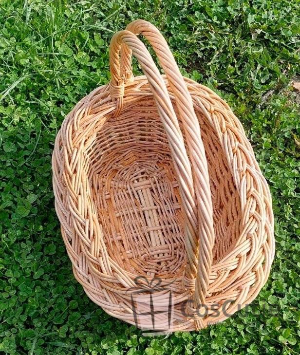 Cos cu toarta din rachita naturala, model oval asimetric, 40 cm