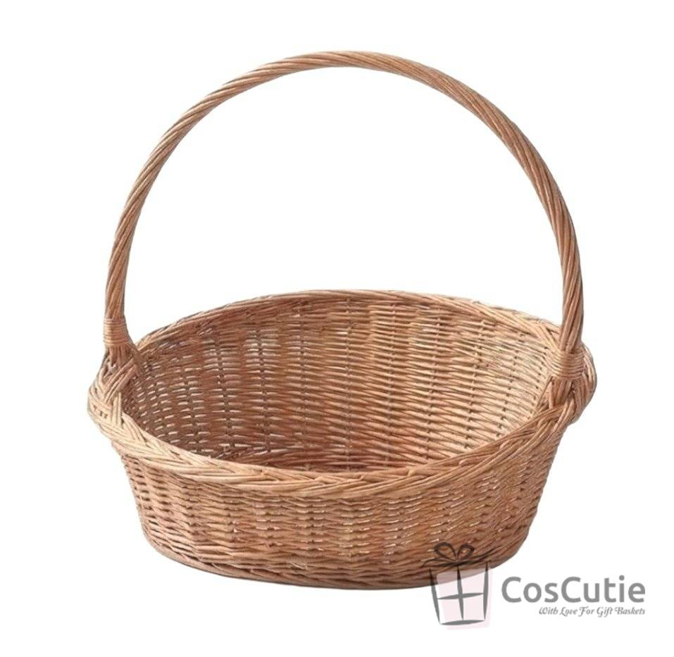 Cos cu toarta din rachita naturala, model oval asimetric, 45 cm XL