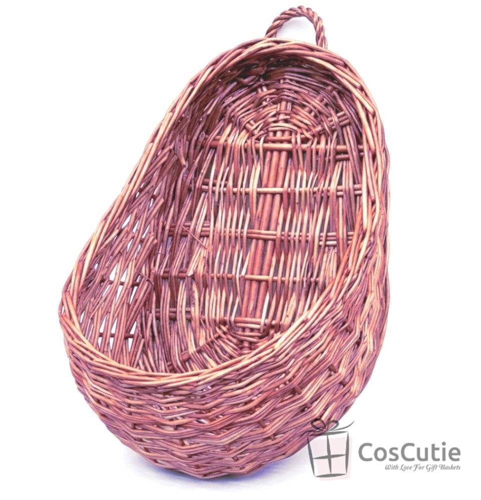 Cos de Perete din Rachita, Culoare Mahon, Suport Suspendat Rustic