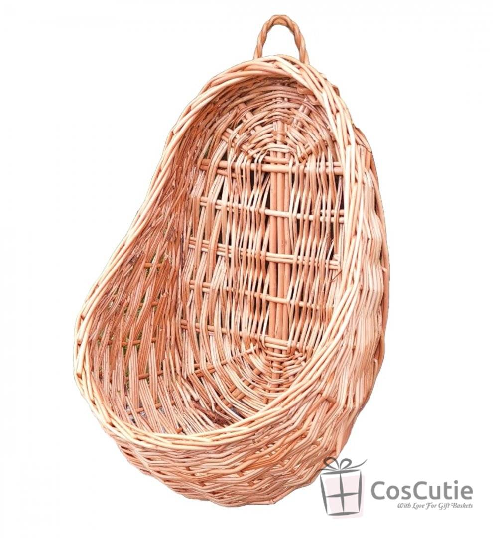 Cos de Perete din Rachita Naturala, Suport Suspendat Rustic