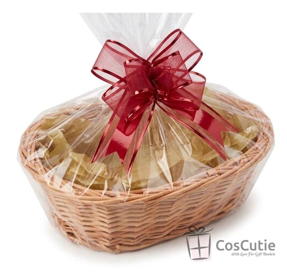 Cos din rachita naturala cu baza din placaj, model oval, 35x25x10 cm