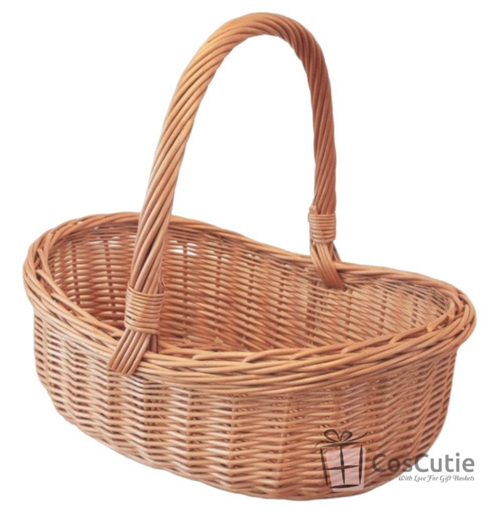 Cos din rachita naturala cu maner inalt, 40 cm