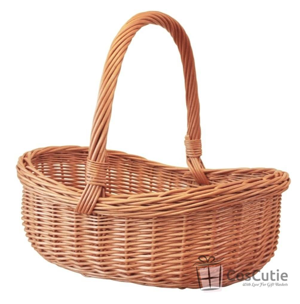 Cos din rachita naturala cu maner inalt, 40 cm