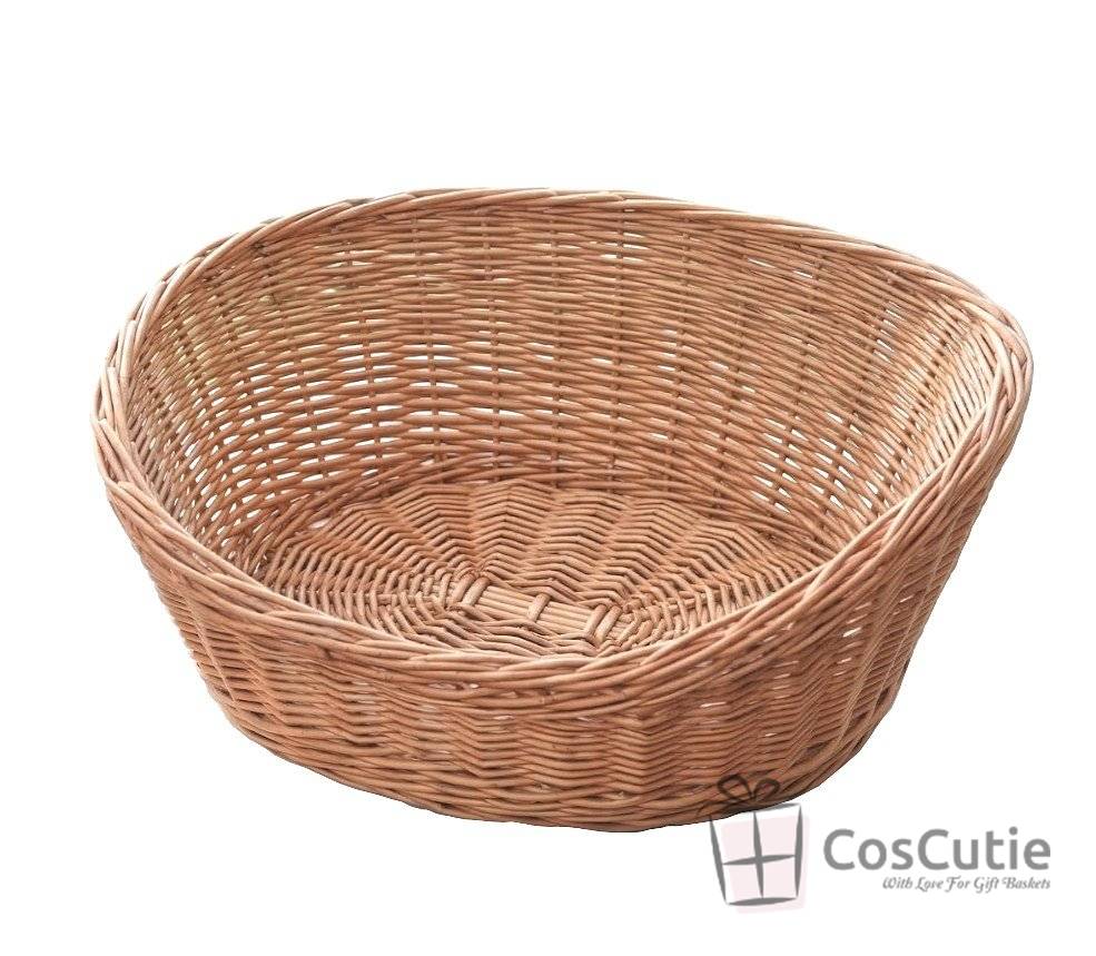Cos din rachita naturala, model oval asimetric, 35 cm