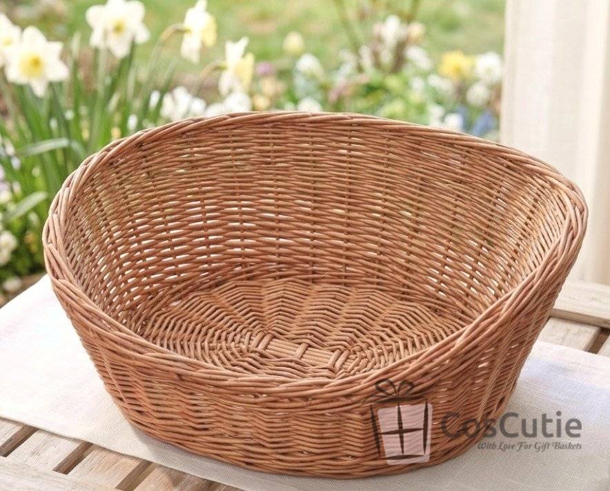 Cos din rachita naturala, model oval asimetric, 35 cm