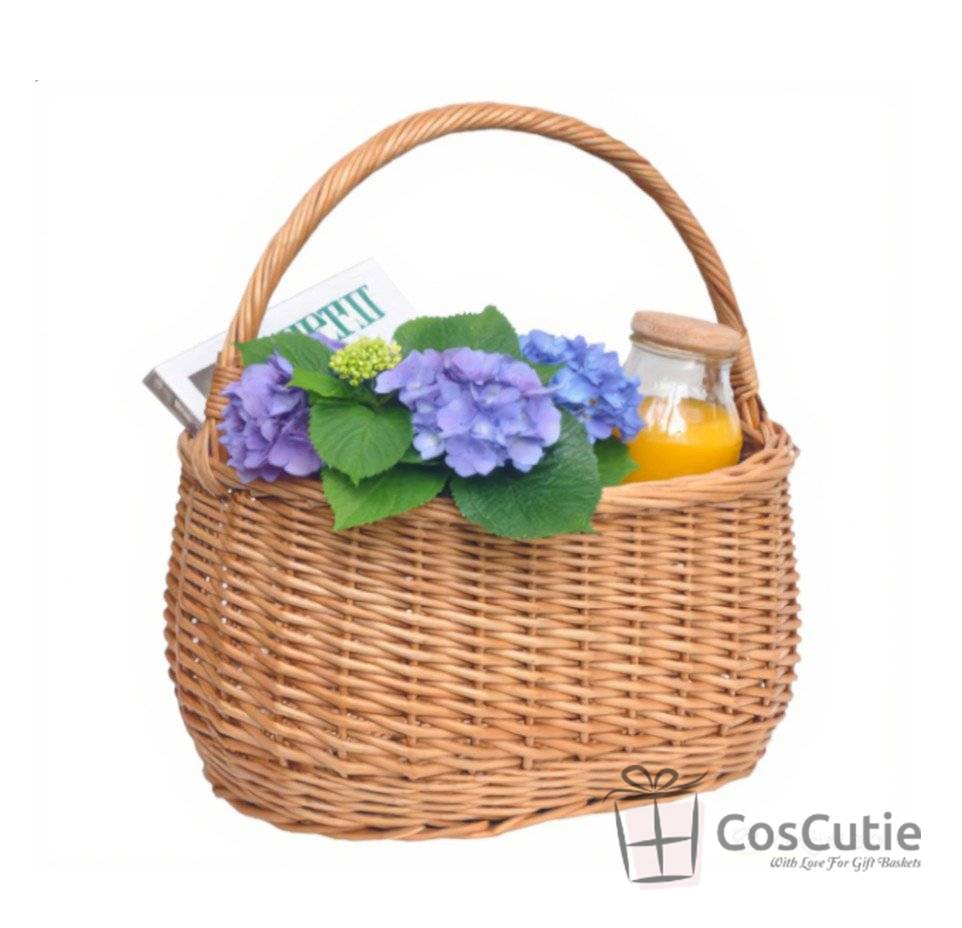 Cos din rachita pentru cadouri si aranjamente, 35x22x20/35 cm