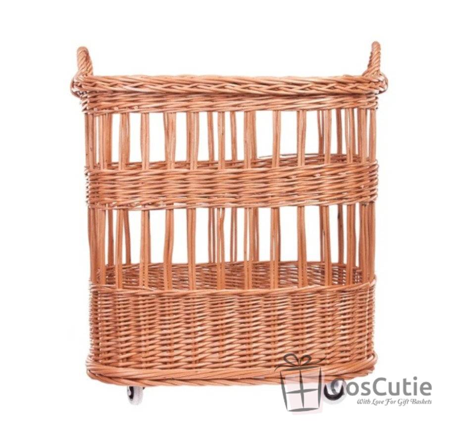 Cos din rachita pentru expunere si depozitare, cu roti, 70x56 cm