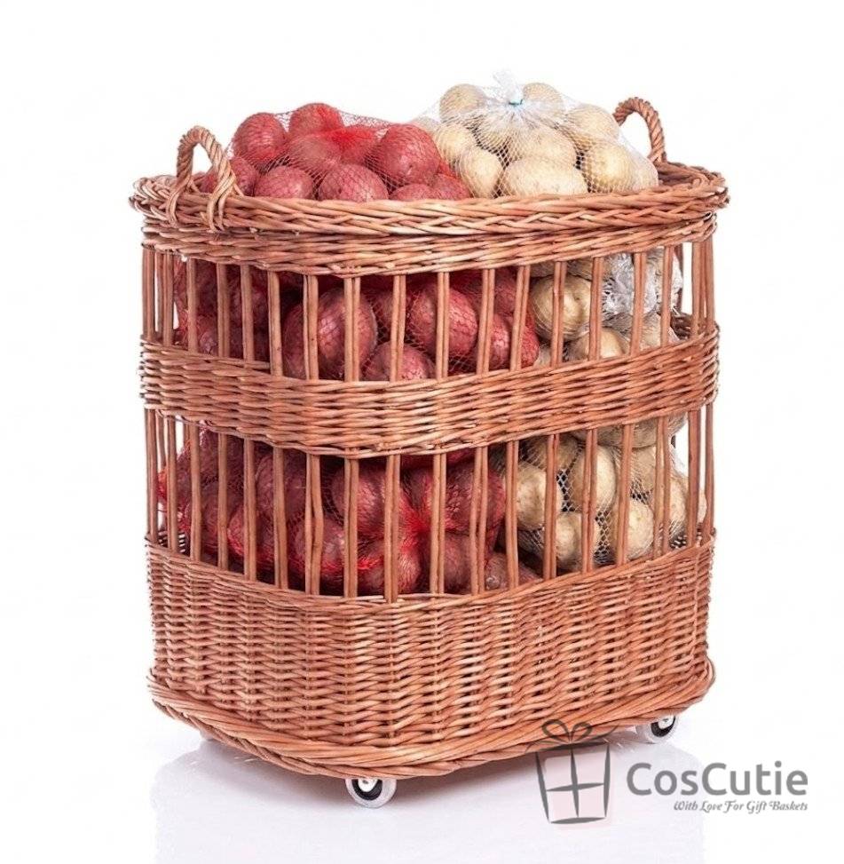 Cos din rachita pentru expunere si depozitare, cu roti, 70x56 cm