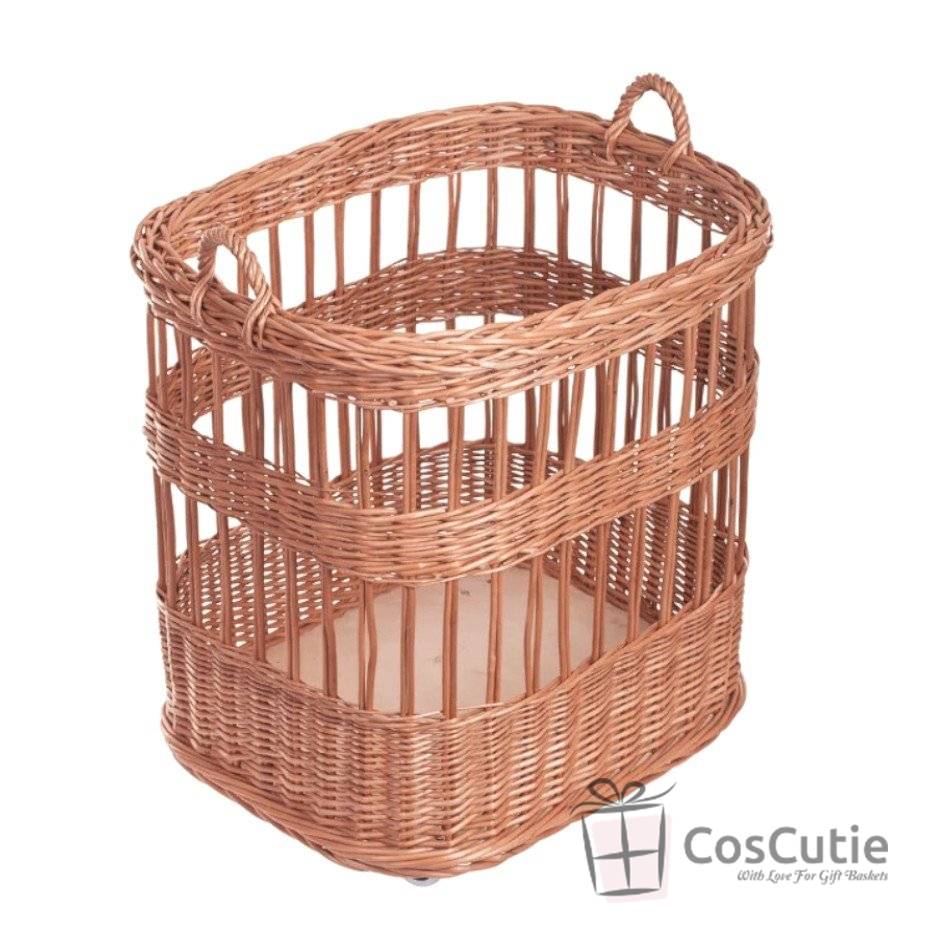 Cos din rachita pentru expunere si depozitare, cu roti, 70x56 cm