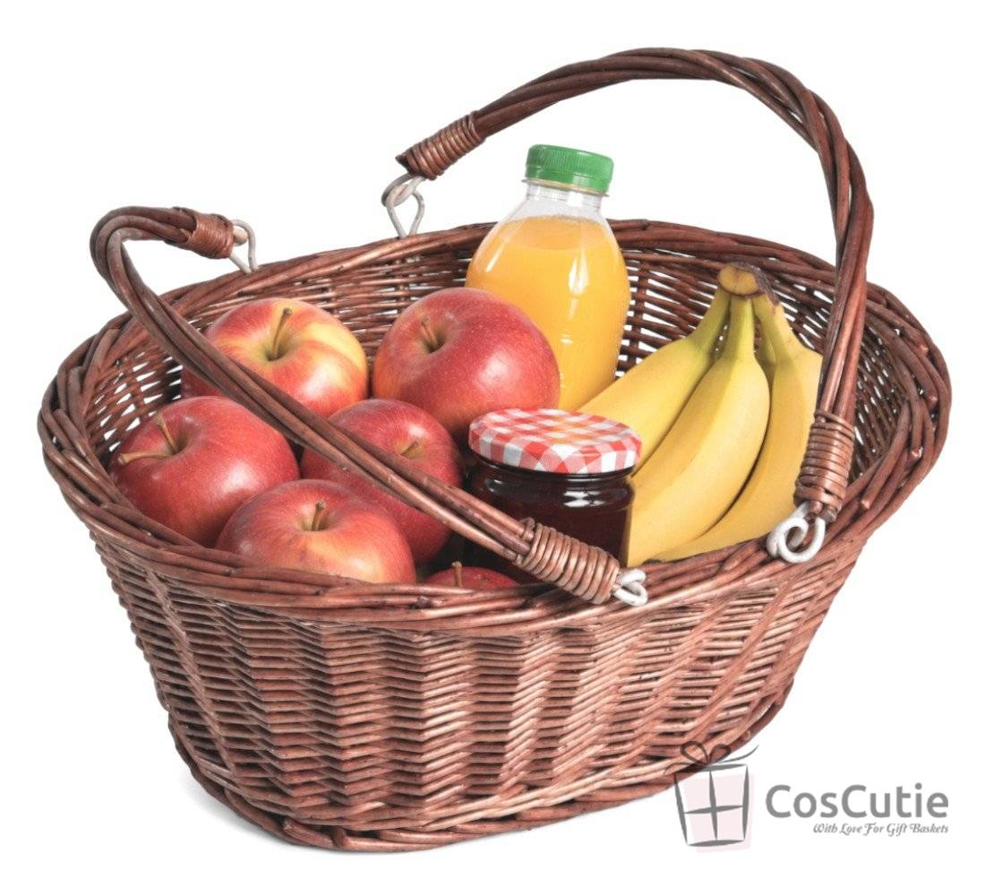 Cos Mahon din Rachita pentru Picnic si Cumparaturi cu 2 Manere - 40x30x16 cm