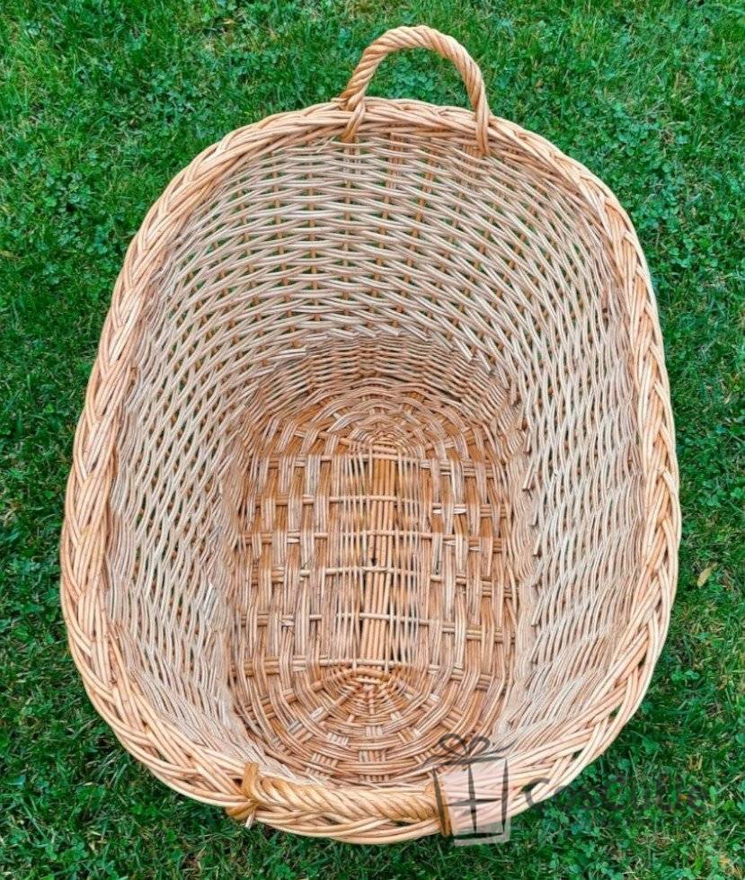 Cos oval mare din rachita cu manere laterale, 60x30 cm