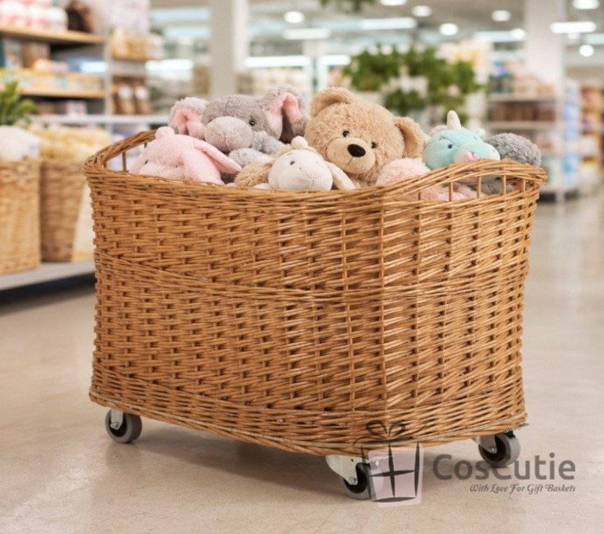 Cos mobil din rachita pentru magazine si casa, 65x47x50 cm