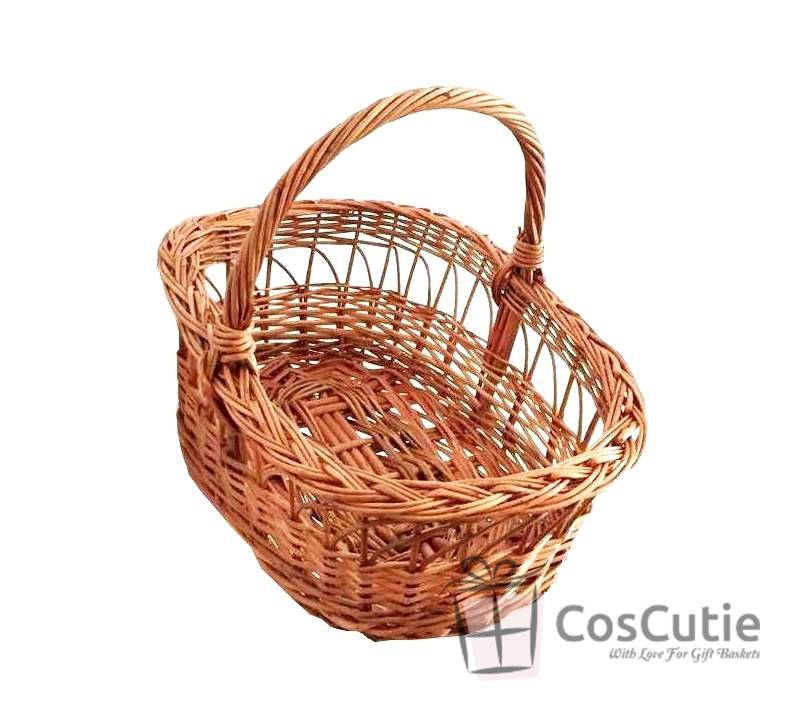 Cos oval dantelat Mediu cu toarta 35 cm