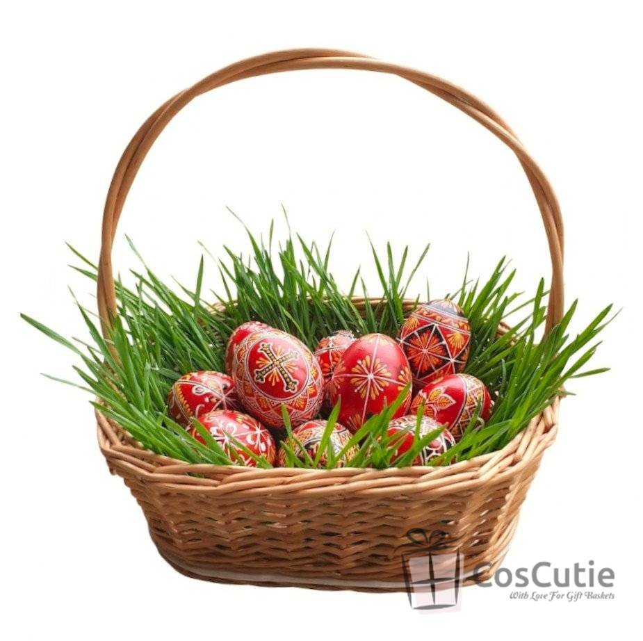 Cos oval mic din rachita cu baza placaj 25 cm, S