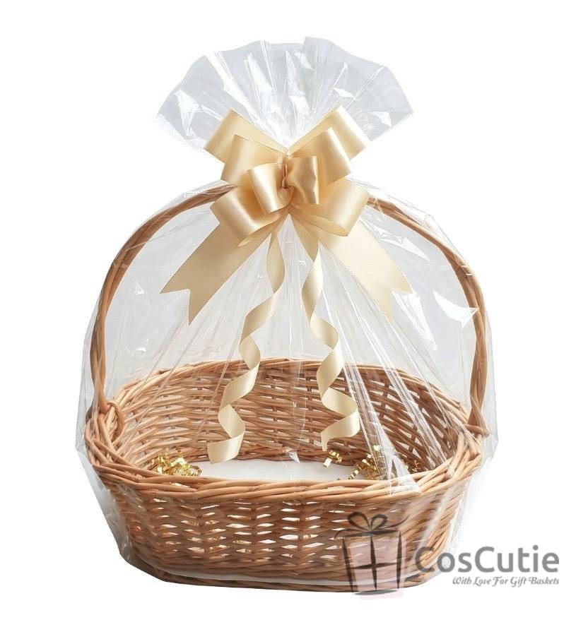Cos oval mic din rachita cu baza placaj 25 cm, S