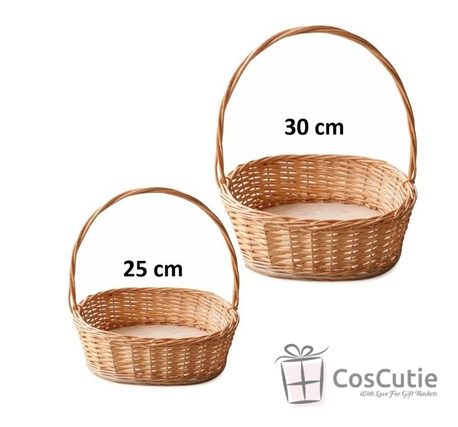 Cos oval mic din rachita cu baza placaj 25 cm, S