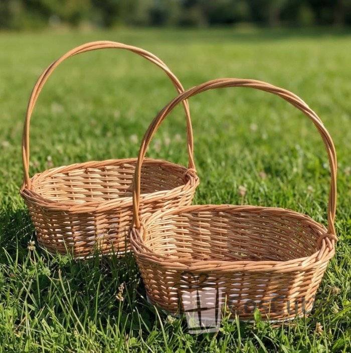 Cos oval mic din rachita cu baza placaj 25 cm, S