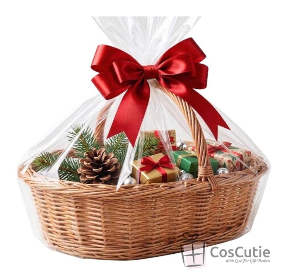 Cos oval traditional din rachita cu maner 40 cm