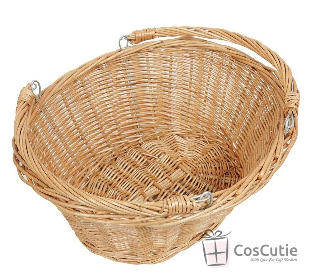 Cos din Rachita pentru Picnic si Cumparaturi cu 2 Manere - 35x25x14 cm