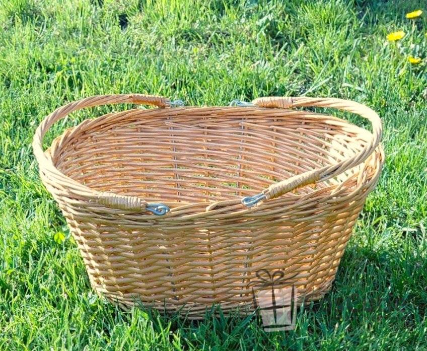 Cos din Rachita pentru Picnic si Cumparaturi cu 2 Manere - 35x25x14 cm