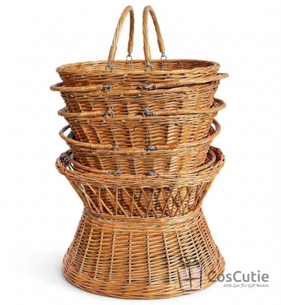 Cos din Rachita pentru Picnic si Cumparaturi cu 2 Manere - 40x30x16 cm