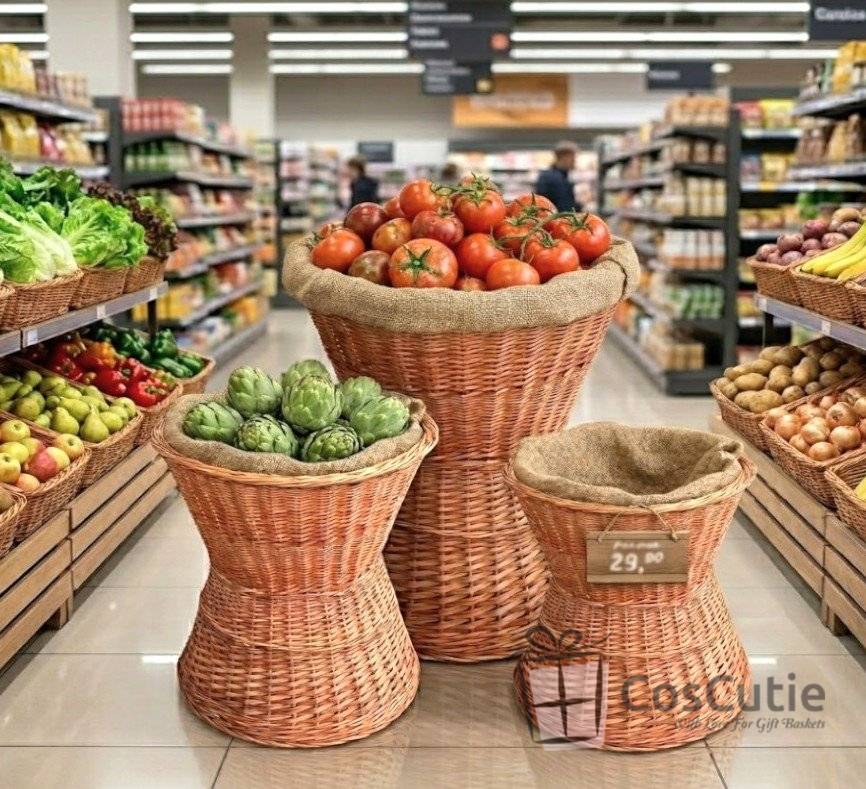 Cos rachita pentru expunere produse, forma clepsidra, 70 cm
