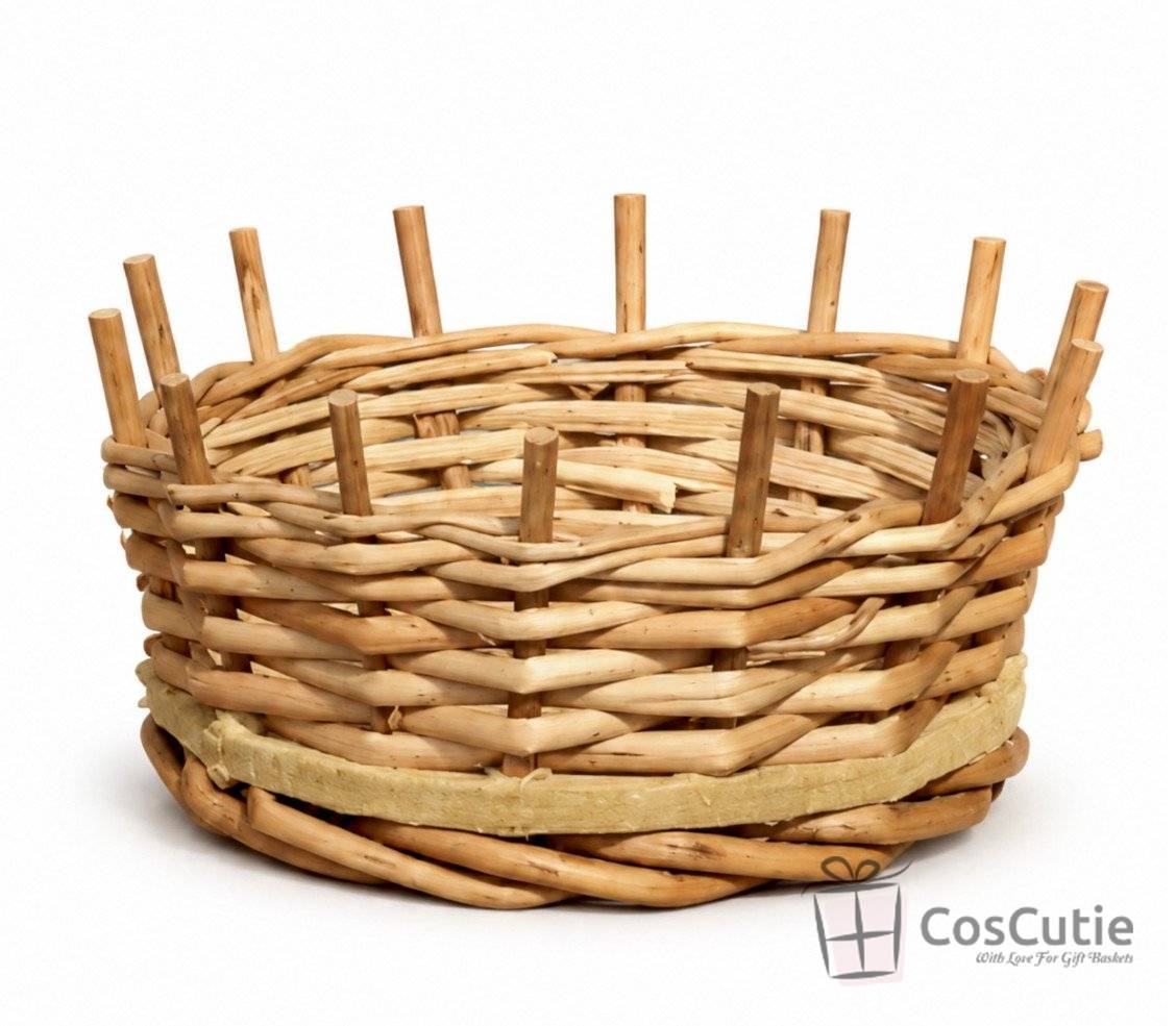 Cos din Rachita pentru Flori cu Baza din Placaj - 20x6 cm