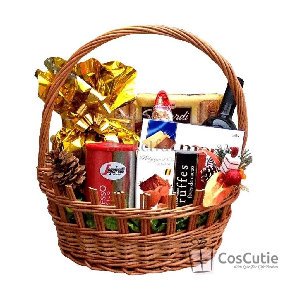 Cos decorativ rotund din rachita, 35 cm