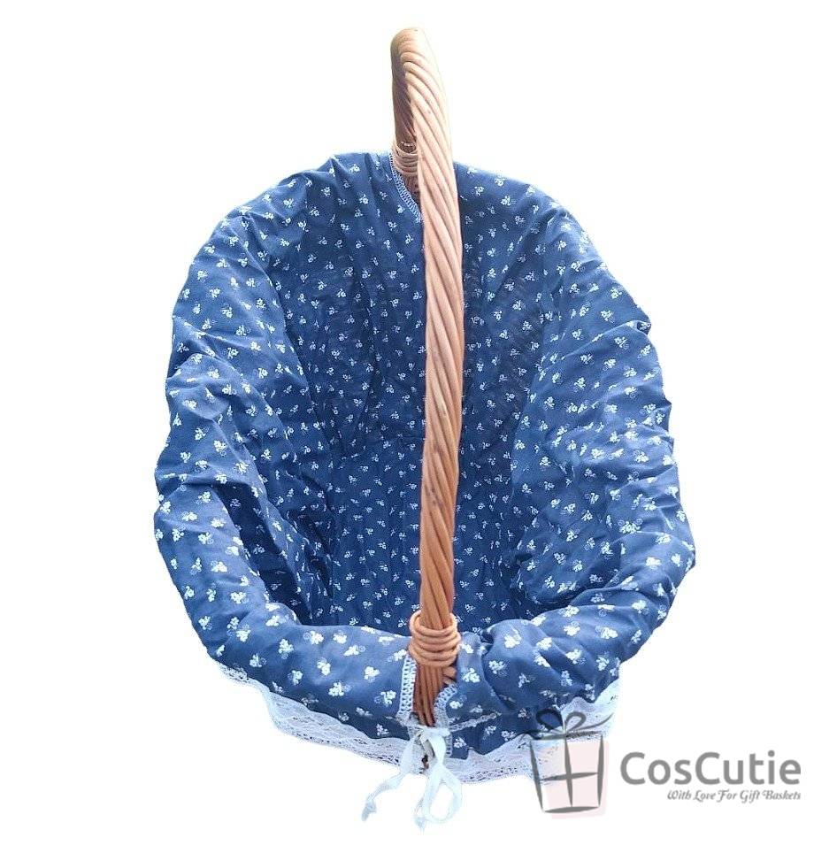 Cos picnic traditional cu husa textila, Bleumarin, 45 cm