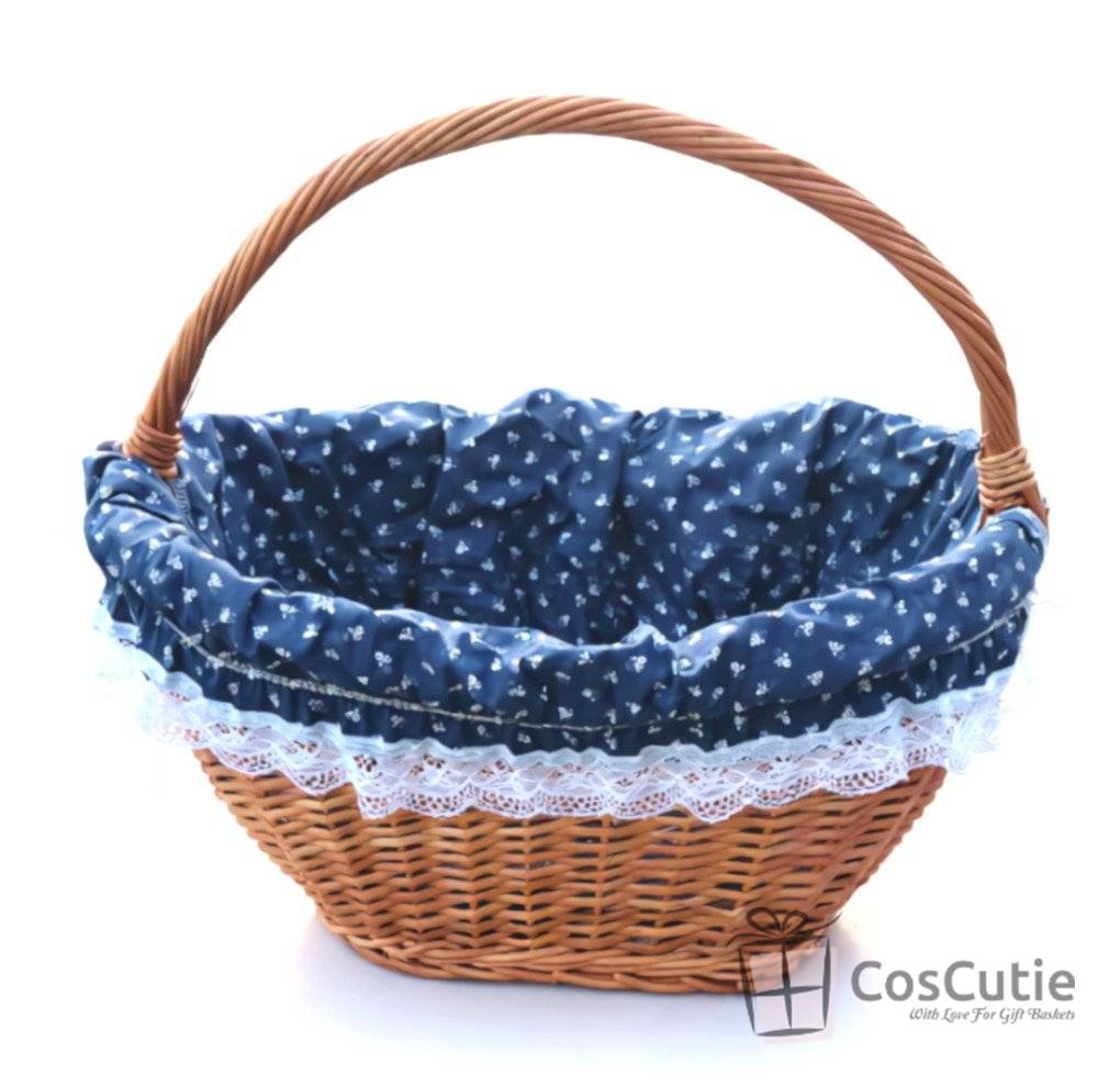 Cos picnic traditional cu husa textila, Bleumarin, 45 cm