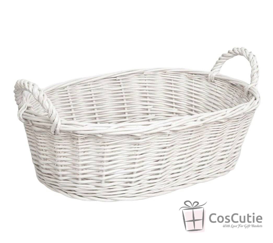 Cos din rachita cu manere, Alb/Rosu 30x20x10cm