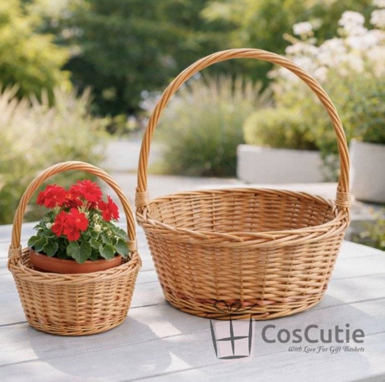 Cos cadou rotund din rachita 30 cm